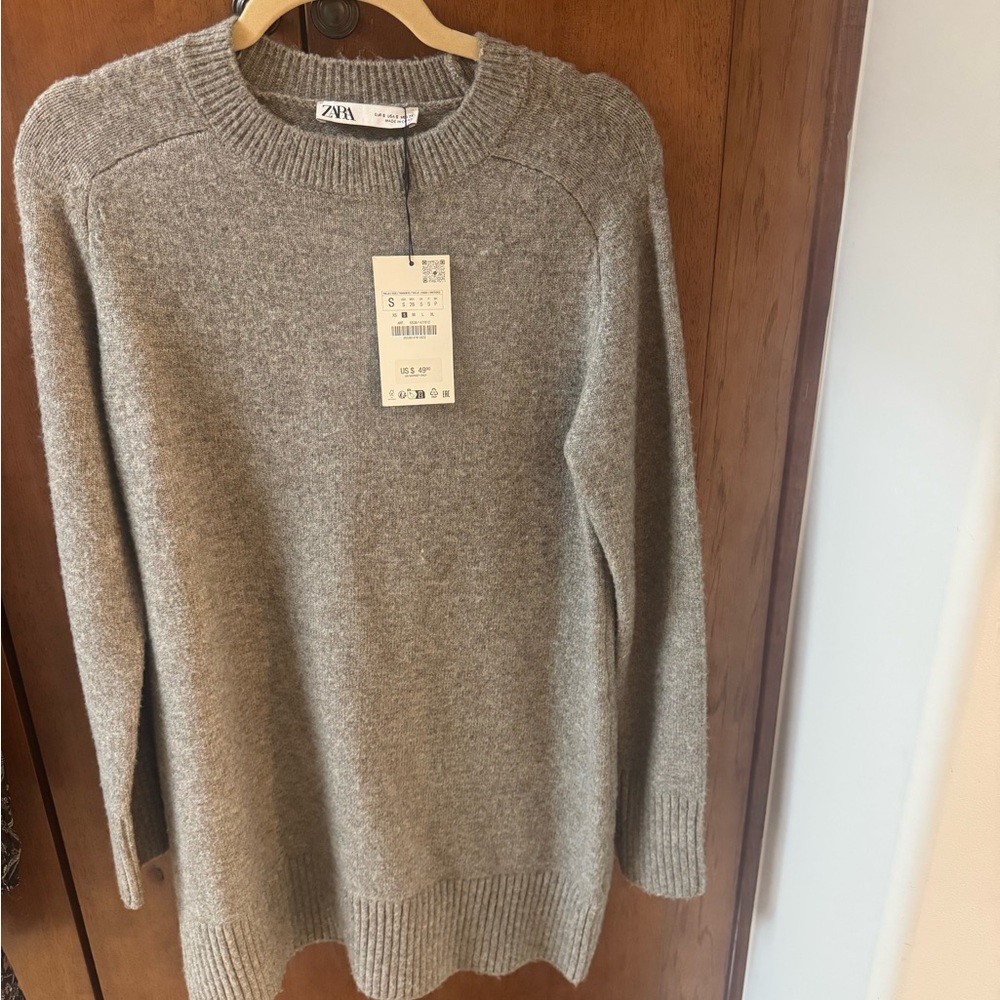 Zara Heather Gray Crew Neck Sweater